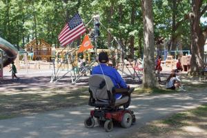 A handicapped man explores OurSpace Park