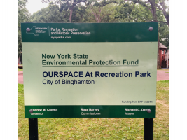 Sign for OURSPACE at Recreation Park City of Binghamton